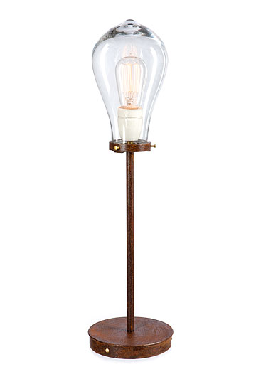 handgeschmiedete Tischlampe mit GlÃ¼hbirnenform Bulb